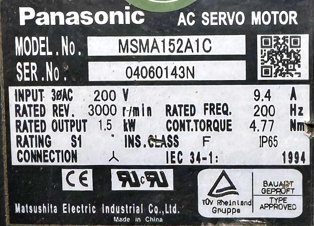 PANASONIC 1.5kw (1500w) MSMA152A1C AC Servo Motor SM1545 - Image 2