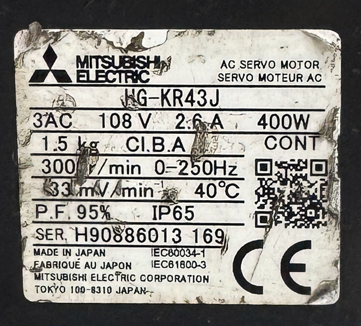 MITSUBISHI 0.4Kw (400W) HG-KR43J AC Servo Motor + MR-JE-40A Driver MD451 - Image 3