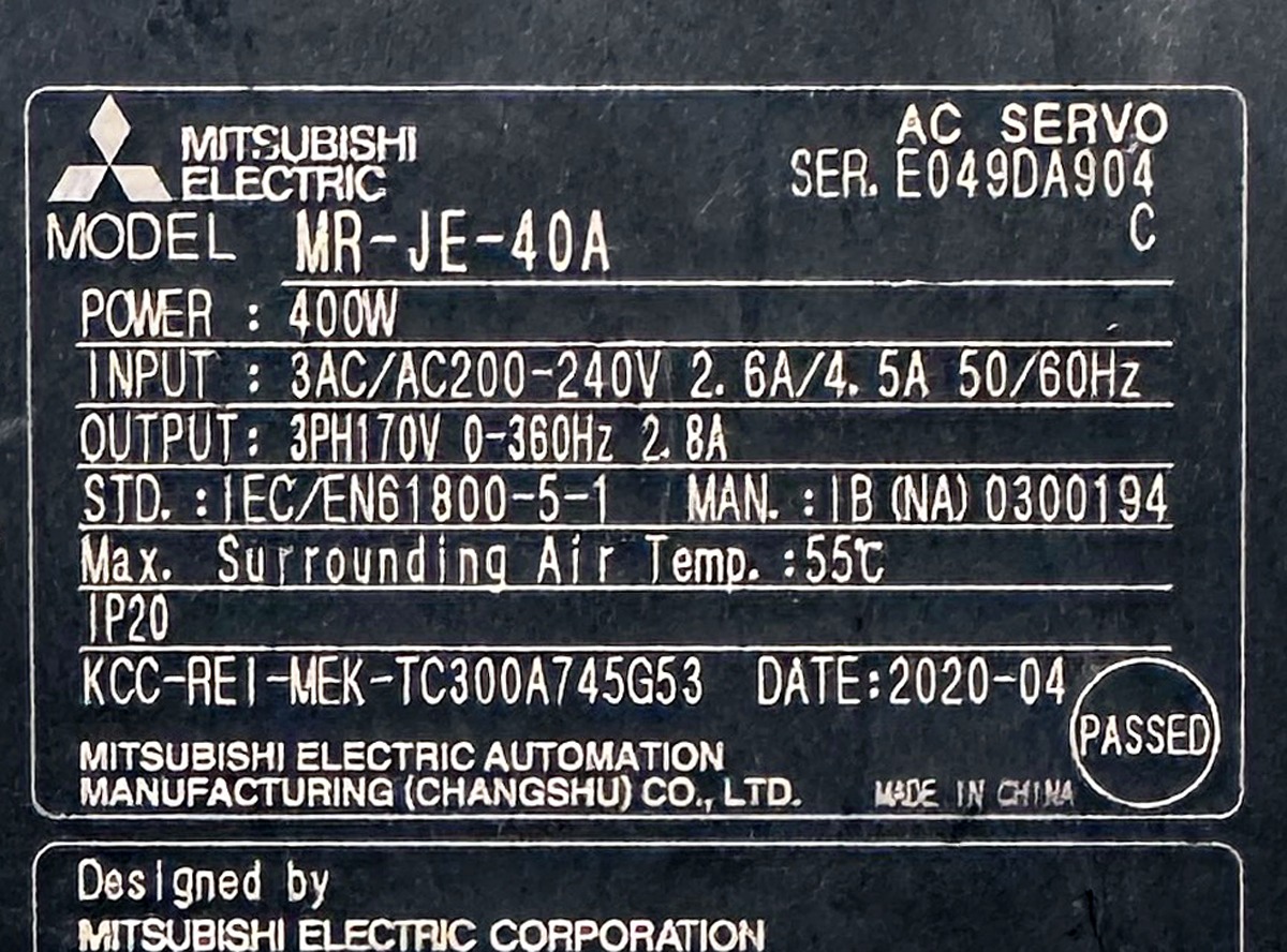 MITSUBISHI 0.4Kw (400W) HG-KR43J AC Servo Motor + MR-JE-40A Driver MD451 - Image 9