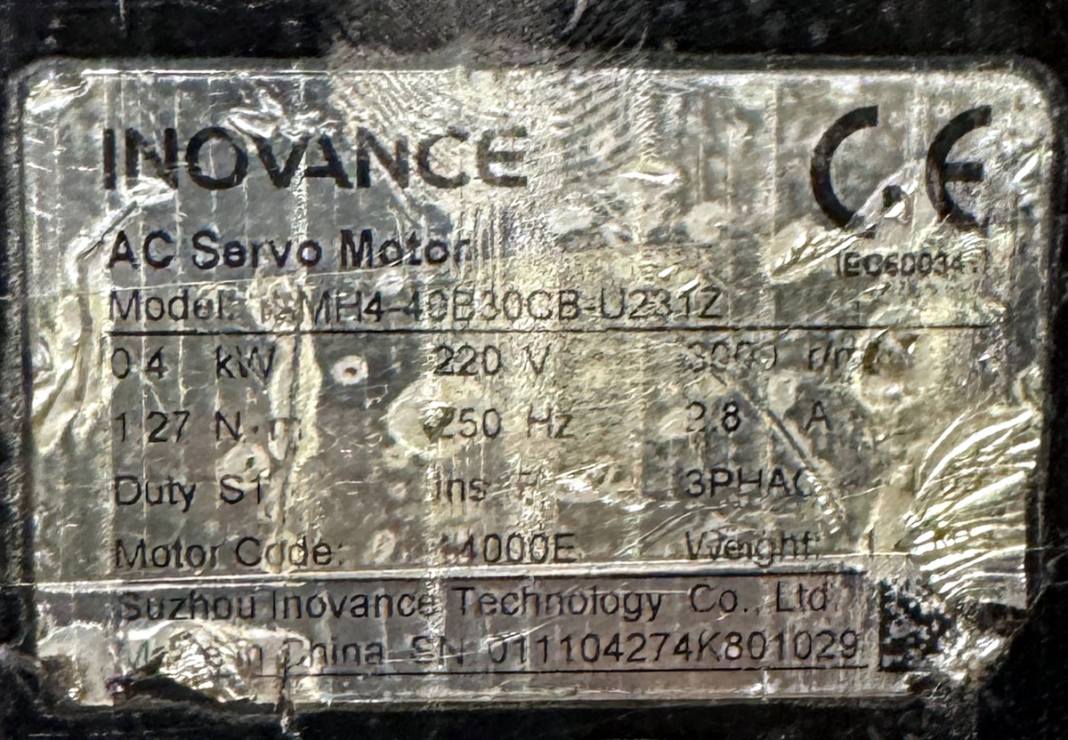 SUZHOU INOVANCE 0.4Kw (400W) ISMH4-40B30CB-U231Z AC Servo Motor SM1583 - Image 2