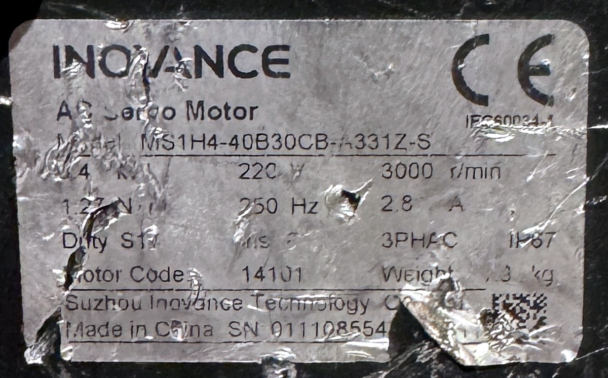 SUZHOU INOVANCE 0.4Kw (400W) MS1H4-40B30CB-A331Z-S AC Servo Motor + SV660PS2R8I Driver MD446 - Image 3
