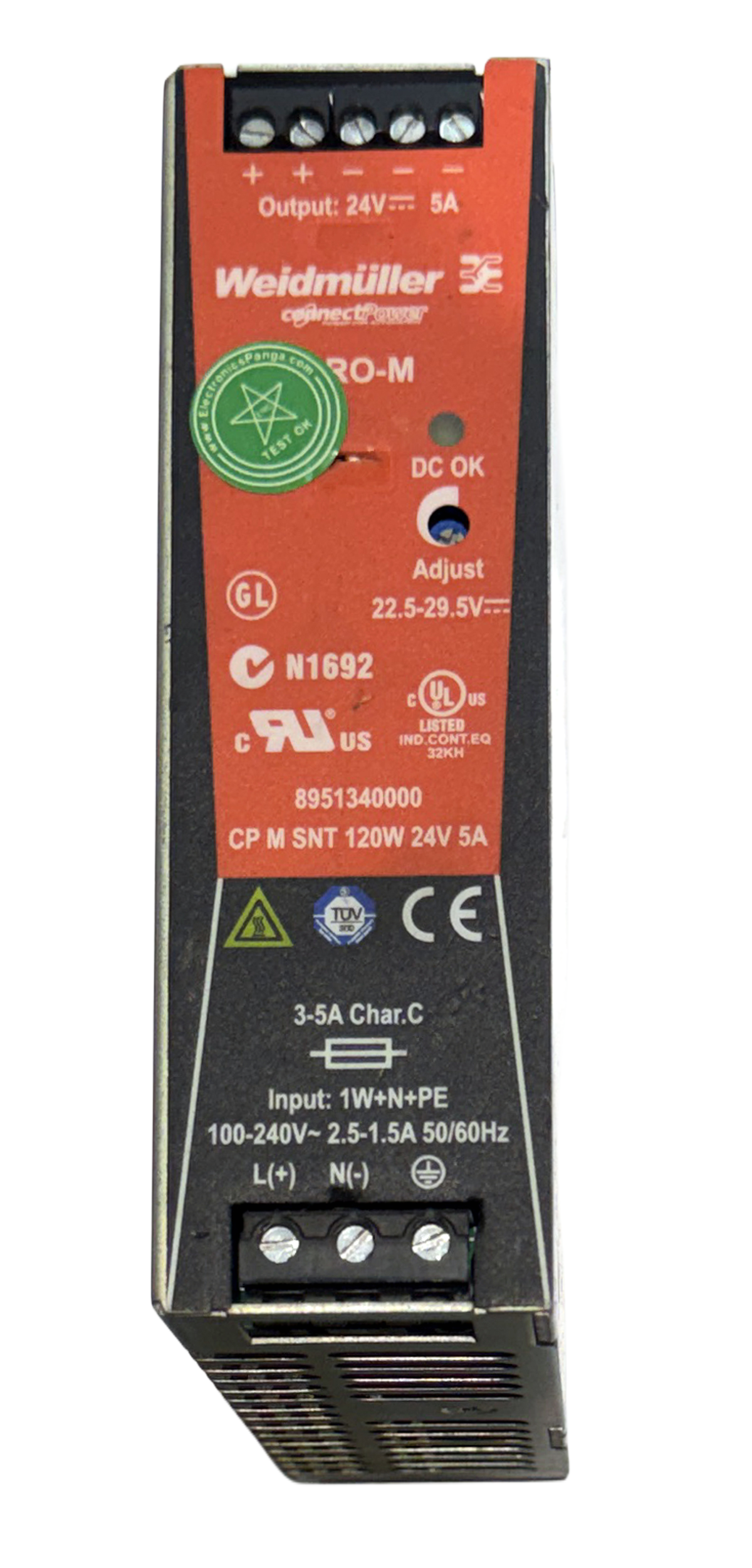 WEIDMULLER CP M SNT 120W 24V 5A 24V 5A AC To DC Single Output Switching Power Supply P459 - Image 3