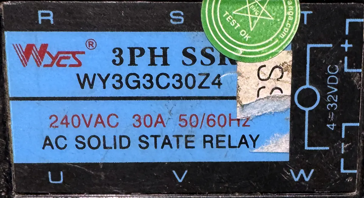 WYES WY3GC30Z4 3-Phase 240V 30A SSR Solid State Relay R70 - Image 2