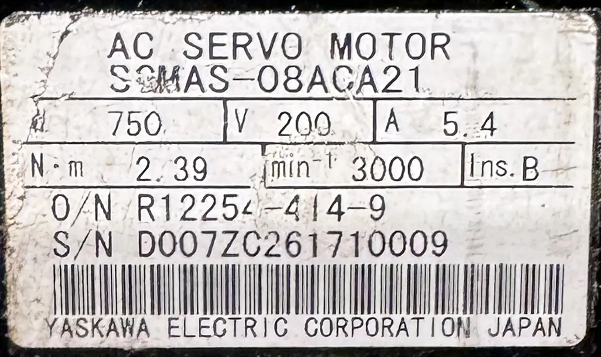 YASKAWA 0.75Kw (750W) SGMAS-08ACA21 AC Servo Motor + SGDV-5R5A01A002000 Driver MD439 - Image 3
