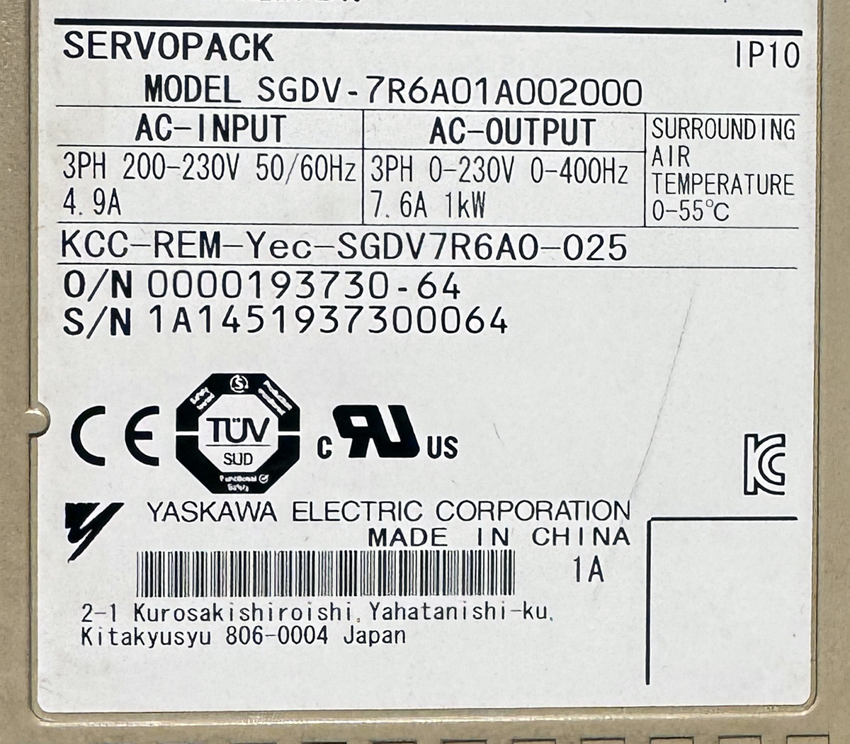 YASKAWA 1Kw (1000W) SGMAV-10ADA21 AC Servo Motor + SGDV-7R6A01A002000 Driver MD437 - Image 11