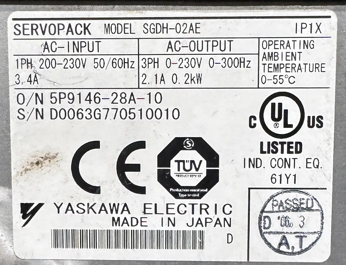 YASKAWA 200W (0.2Kw) SGMPH-02ACA-SW11 AC Servo Motor + SGDH-02AE Driver MD440 - Image 9